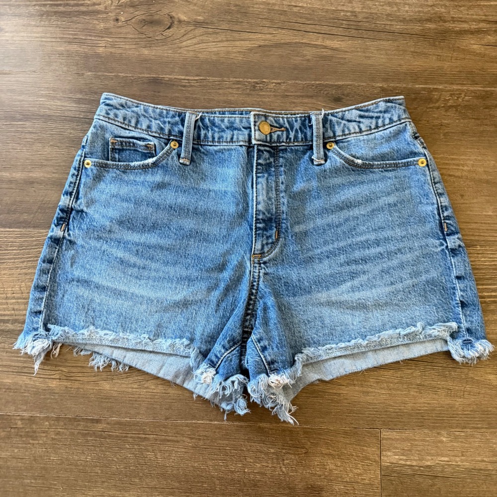 Universal Thread Denim‎ Shorts Womens 6/28 Blue High Rise Shortie Frayed Raw Hem
